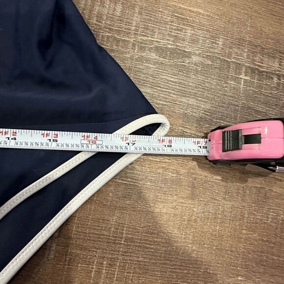 Women’s Aerie Plunge One Piece Swimsuit Navy Blue White Contrast Piping Size XL - Picture 11 of 11